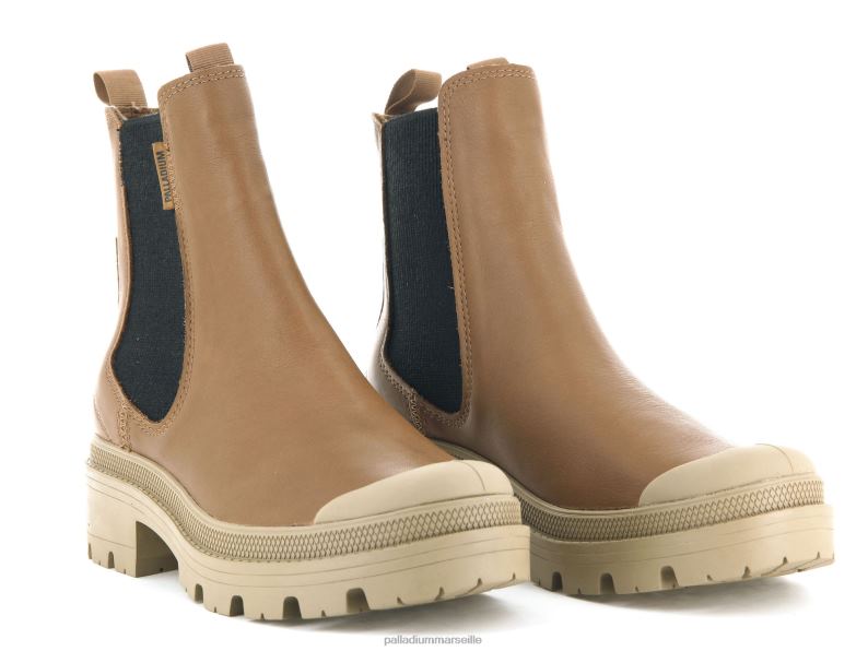 femmes cuir pallabase chelsea PJVRJ232 Palladium cher brun bottes