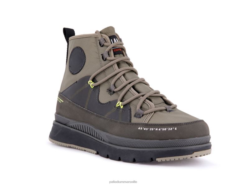 Hommes pallasider travel waterproofplus PJVRJ46 Palladium vert sombre bottes